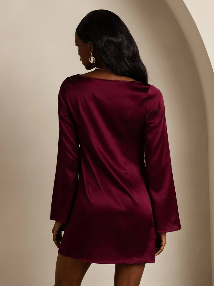 Uzun Kollu İpek Elbise Premium